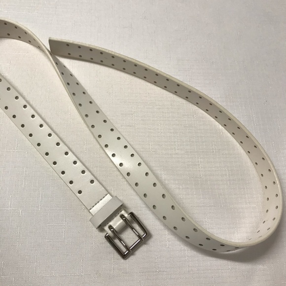 White Leather Belt woman’s belt white & silver - Picture 2 of 6